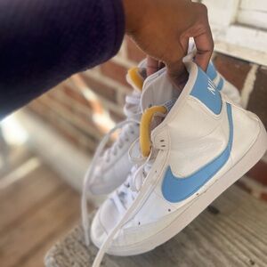 Nike Kids White and Light Blue High-Tops